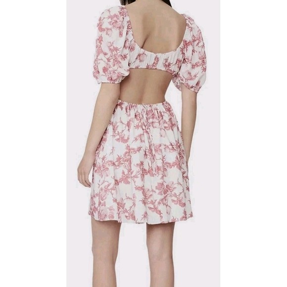 NWT Bardot Women's Red Floral Eden Cutout A-Line Mini Dress Sz US 4 Cottage Core - Picture 1 of 10